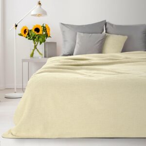 Koc narzuta dekoracyjna 200x220 Amber kremowy bawełniany akrylowy D91
