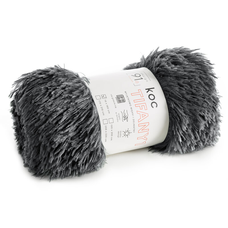 Koc narzuta na fotel 70x160 Tiffany 1 stalowy włochacz pled