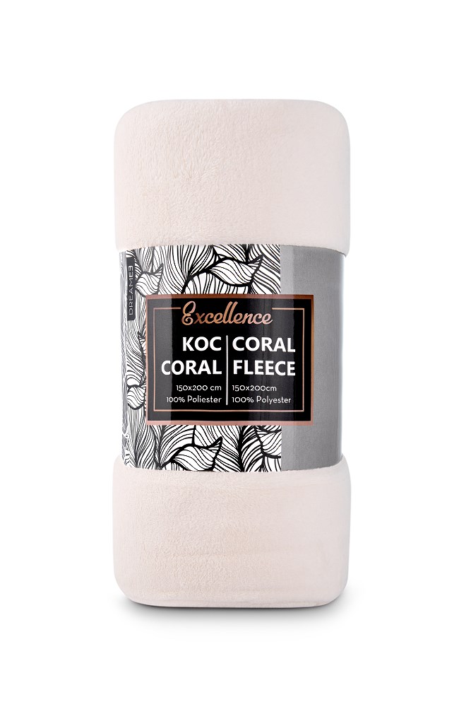 Koc narzuta z mikrofibry 150x200 Coral beżowy - obrazek 2