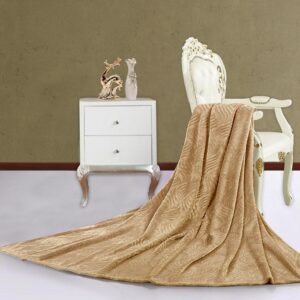 Koc narzuta z mikrofibry 200x220 Fala beżowy