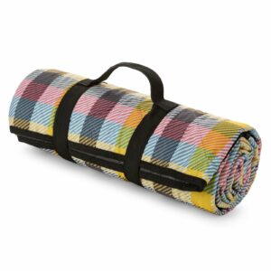 Koc piknikowy 130x145 Harmony żółty różowy kratka Eurofirany