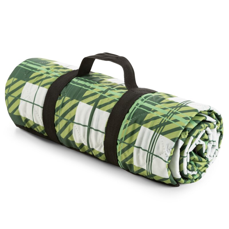 Koc piknikowy 130x145 krata zielony biały Eurofirany