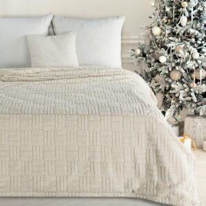 Koc świąteczny 150x200 Blink 3 kremowy złoty narzuta Eurofirany