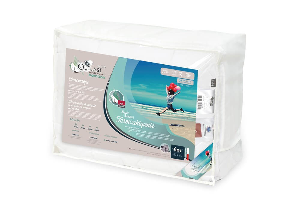 Kołdra antyalergiczna 200x220 Outlast bamboo super summer letnia 440g biała AMZ - obrazek 3