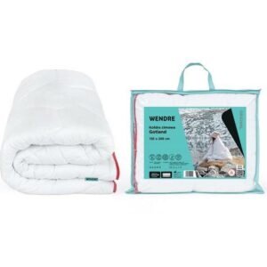 Kołdra Gotland 160x200 biała zimowa mikrofibra czerwona wypustka lamówka