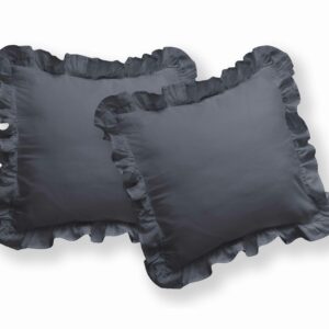 Komplet poszewek bawełnianych 2 szt 40x40 grafitowa jednobarwna z falbanką Pure 23