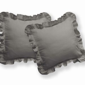 Komplet poszewek bawełnianych 2 szt 40x40 szara ciemna jednobarwna z falbanką Pure 23