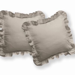 Komplet poszewek bawełnianych 2 szt 40x40 taupe jednobarwna z falbanką Pure 23