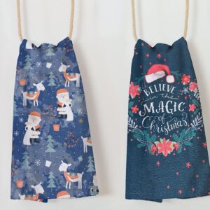 Komplet ścierek kuchennych 2 cz. 38x60 Mikołaje granatowa choinki renifery Christmas 1