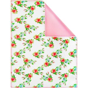 Mata do suszenia naczyń 38x51 Angielskie róże biała różowa