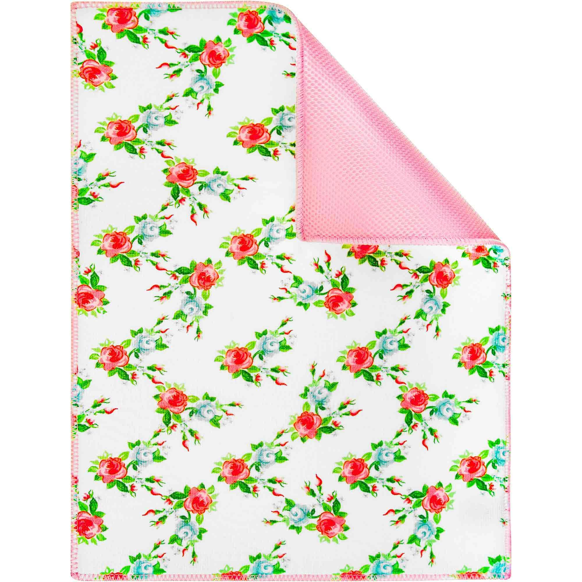 Mata do suszenia naczyń 38x51 Angielskie róże biała różowa