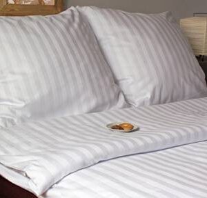 Pościel adamaszkowa 160x200 Musso biała paski Andropol