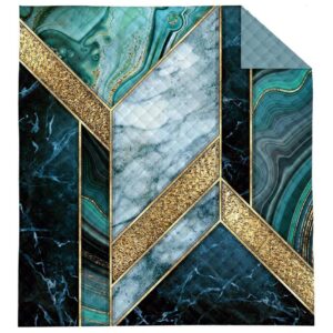 Narzuta dekoracyjna 170x210 turkusowa złota geometria K_61 112 Bedspread