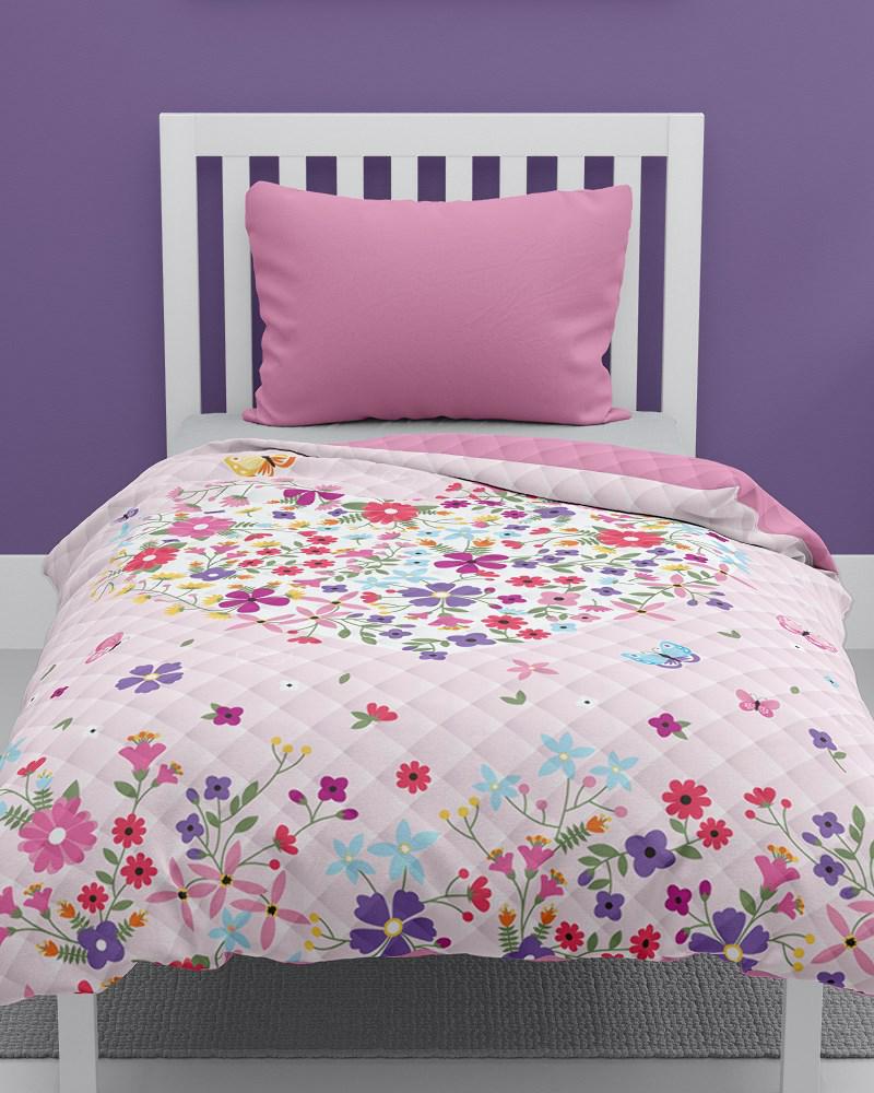 Narzuta młodzieżowa 170x210 różowa serce kwiaty K 74 Bedspread 05 - obrazek 4