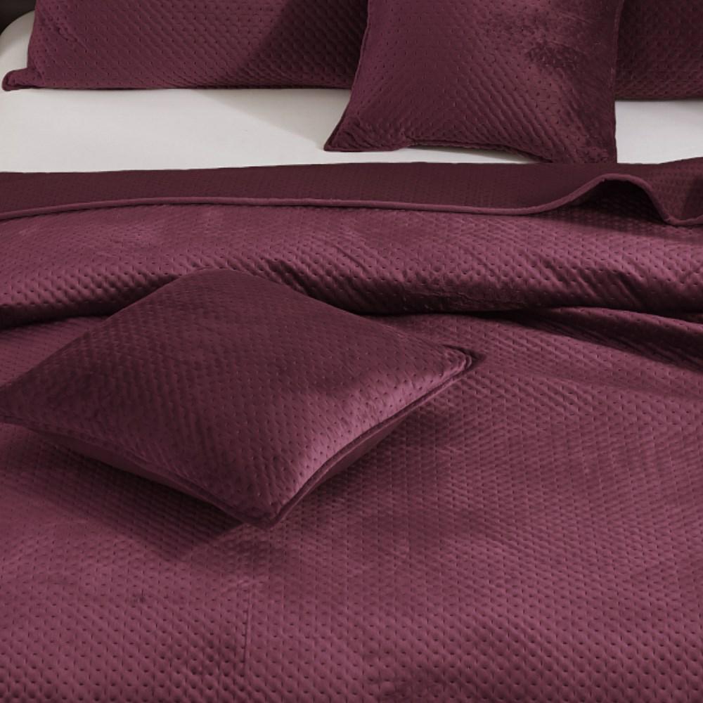 Narzuta welurowa 160x220 Maya bordowa geometryczna krzyżyki I24 - obrazek 9