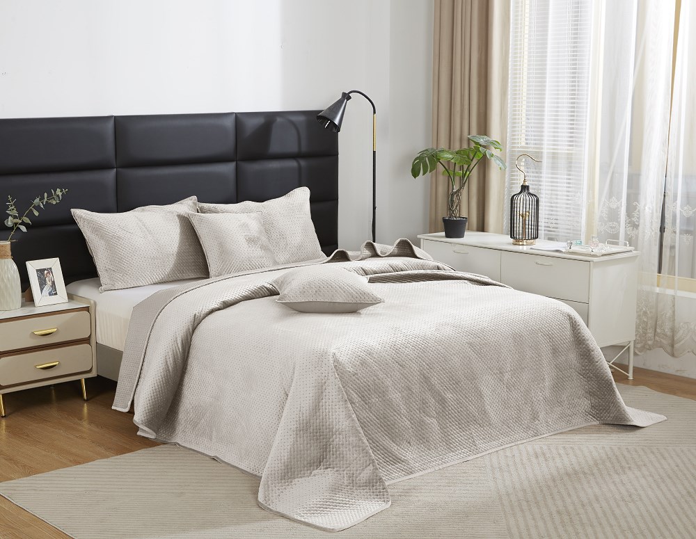 Narzuta welurowa 80x160 Maya na fotele beżowa jasna geometryczna krzyżyki I24 - obrazek 3