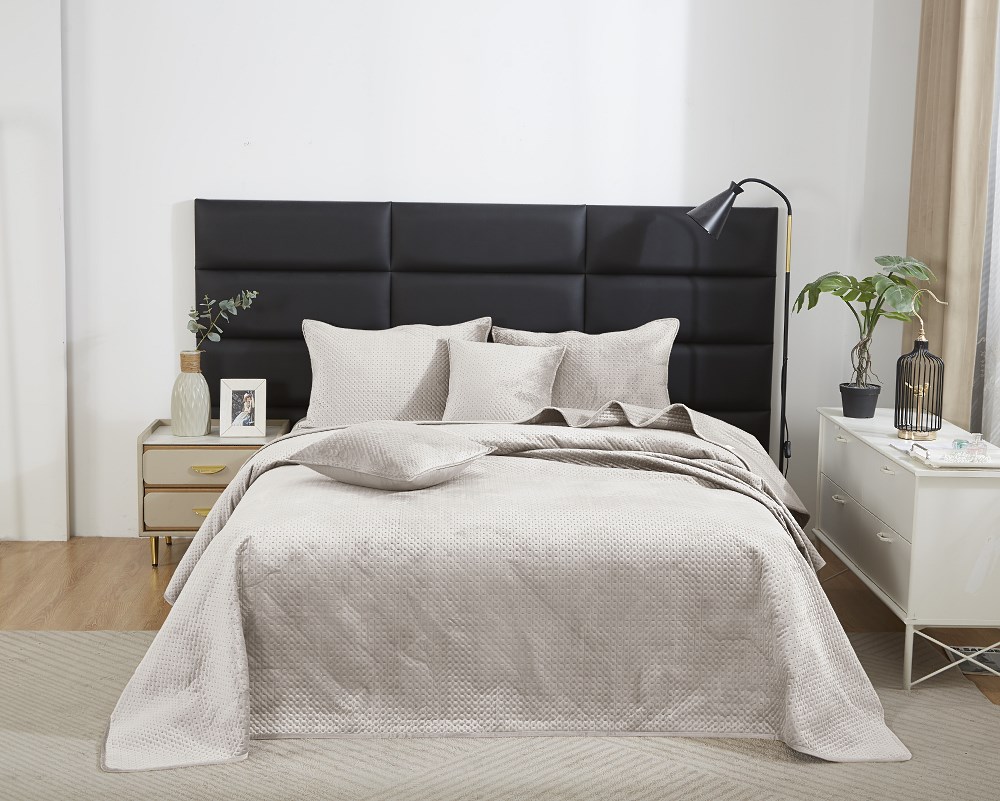 Narzuta welurowa 80x160 Maya na fotele beżowa jasna geometryczna krzyżyki I24 - obrazek 2