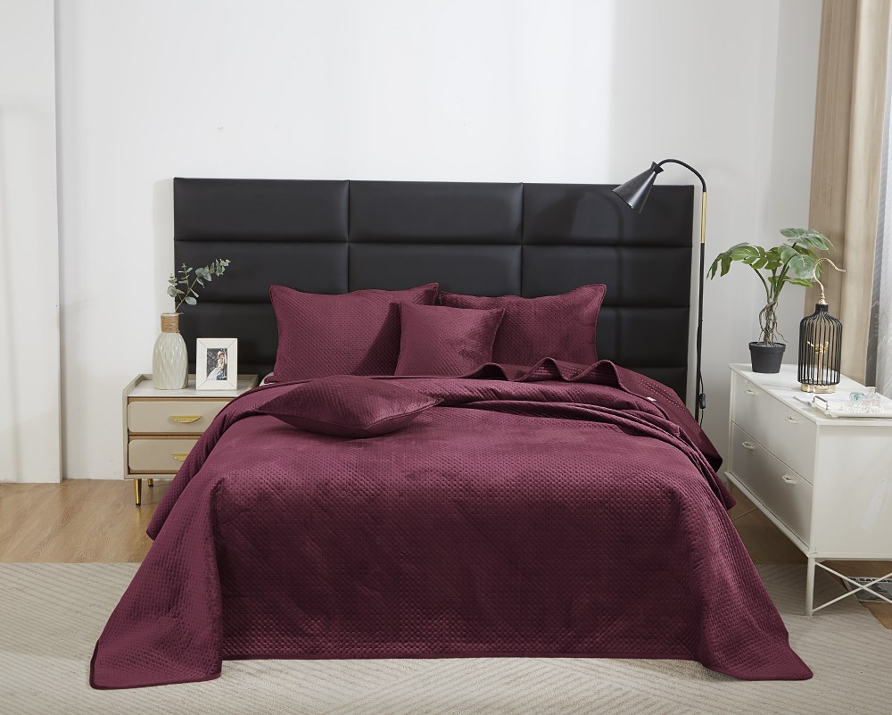 Narzuta welurowa 80x160 Maya na fotele bordowa geometryczna krzyżyki I24 - obrazek 2