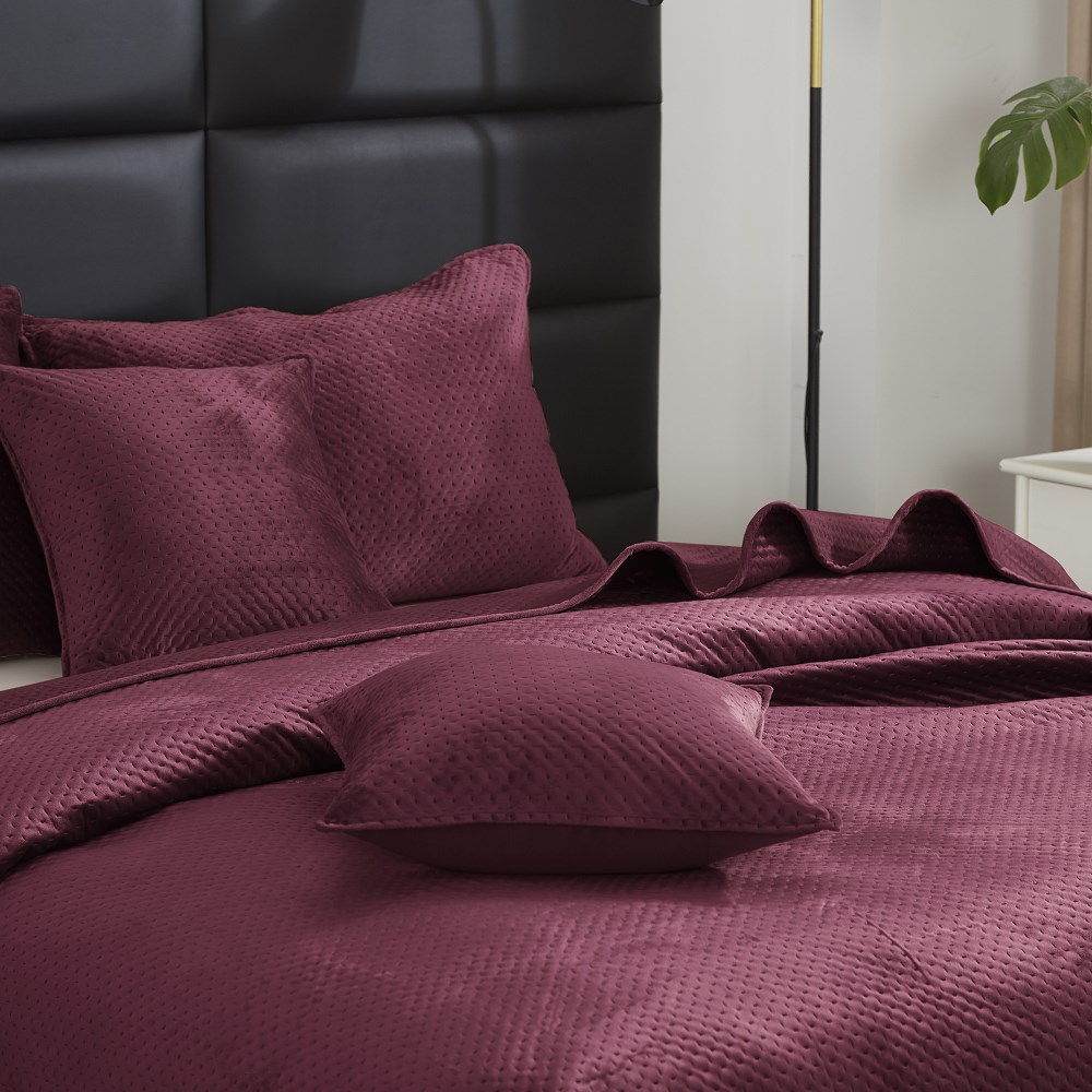 Narzuta welurowa 80x160 Maya na fotele bordowa geometryczna krzyżyki I24 - obrazek 7