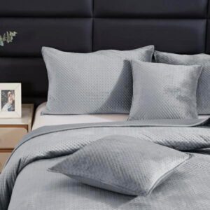 Narzuta welurowa 80x160 Maya na fotele szara geometryczna krzyżyki I24