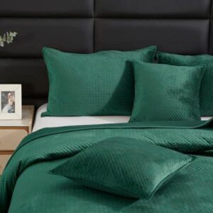 Narzuta welurowa 80x160 Maya na fotele zielona butelkowa geometryczna krzyżyki I24