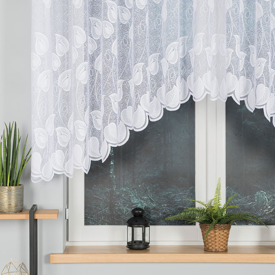 NORA Firanka żakardowa gotowa, szerokość 300 x wysokość 130cm, kolor biały - obrazek 2
