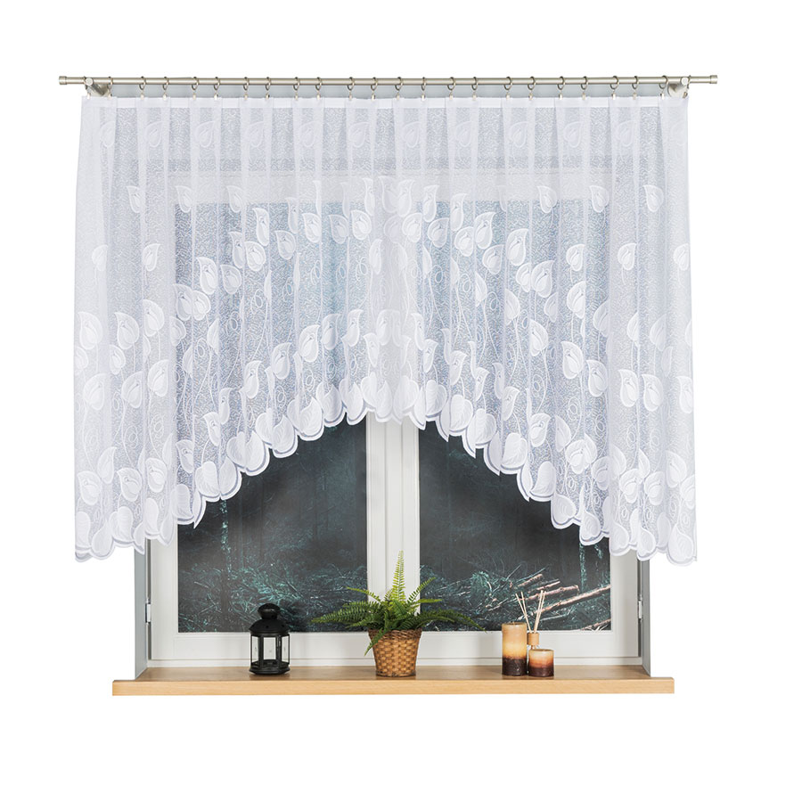NORA Firanka żakardowa gotowa, szerokość 300 x wysokość 130cm, kolor biały - obrazek 4