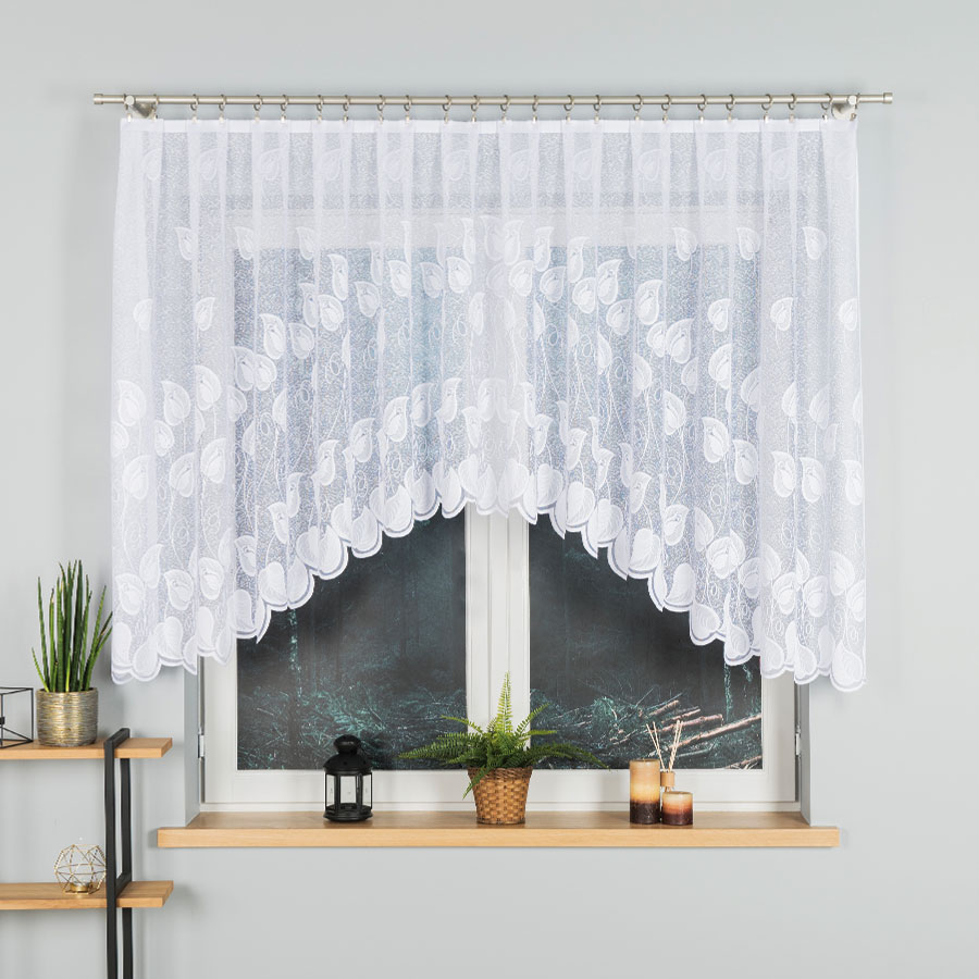 NORA Firanka żakardowa gotowa, szerokość 300 x wysokość 130cm, kolor biały