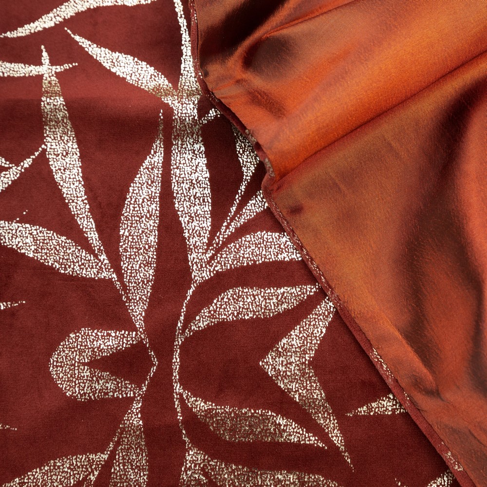 Obrus bieżnik 35x180 Blink 15 ceglasty złoty liście welurowy Eurofirany - obrazek 3