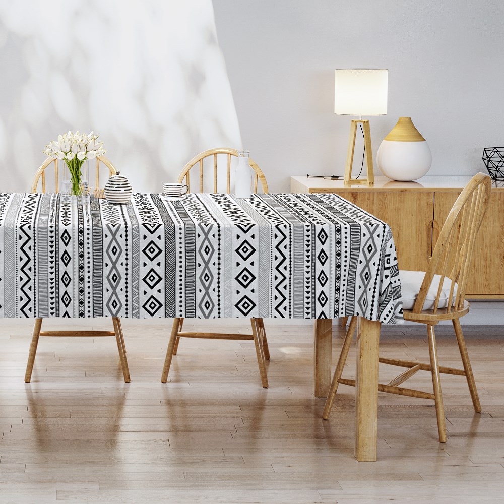 Obrus na stół 110x160 biały czarny geometryczny 4276 A Panama 17 - obrazek 3