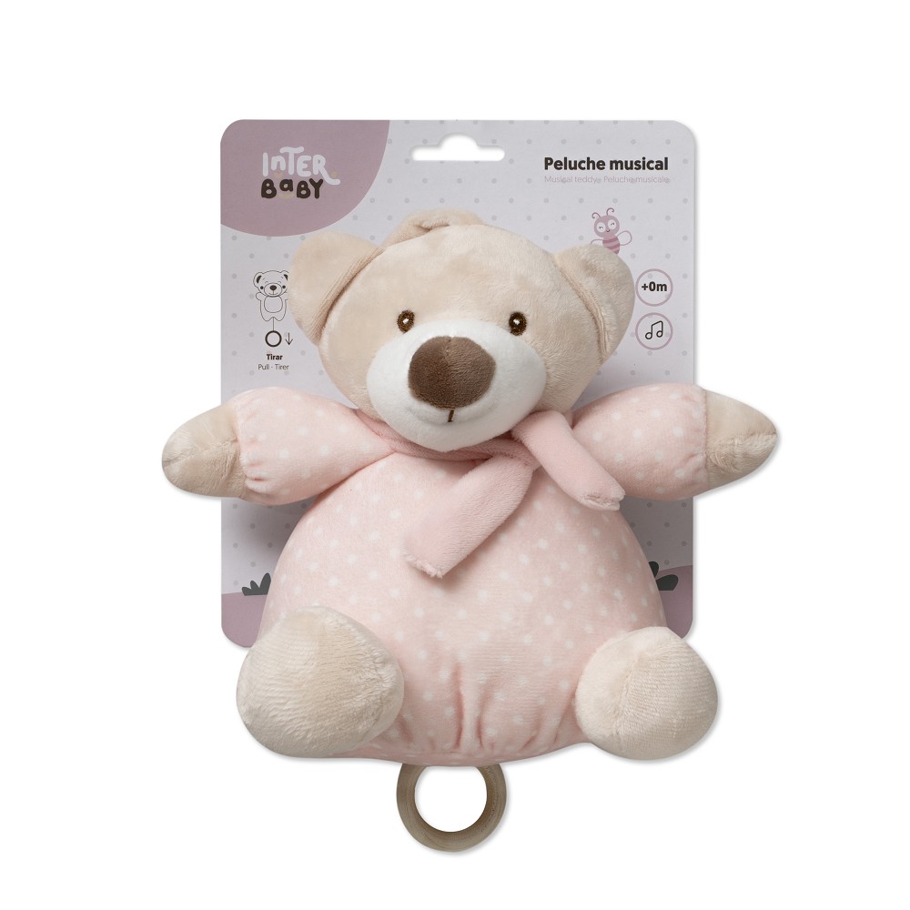 Pluszowa zabawka muzyczna z delikatną kołysanką Miś różowy 20 cm - obrazek 3