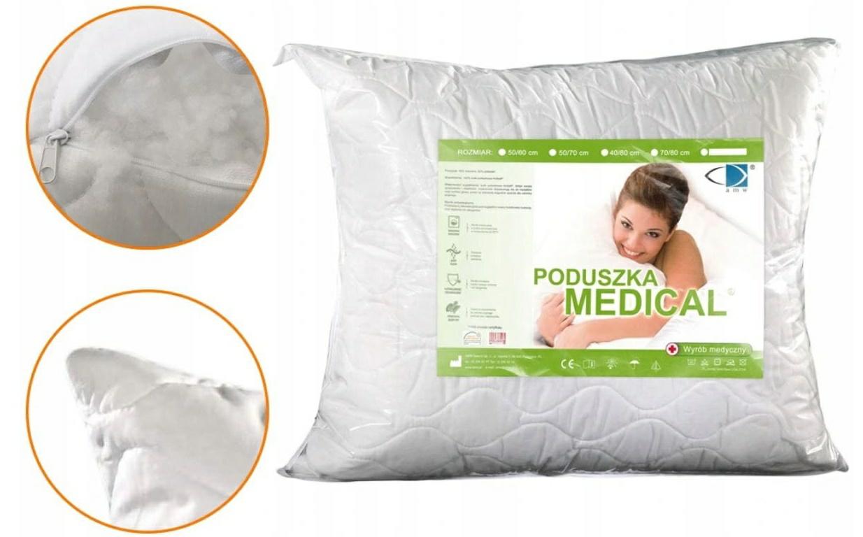 Poduszka antyalergiczna 30x50 Medical biała zapinana na zamek AMW - obrazek 2