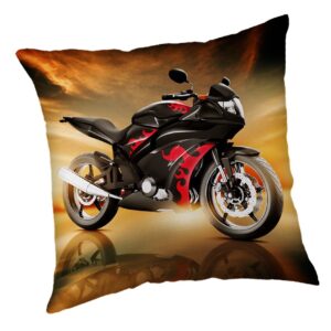 Poduszka dekoracyjna 40x40 Motor 9756 Motorbike czarny czerwony motocykl red black młodzieżowa na prezent