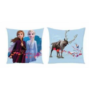 Poduszka dziecięca 38x38 Frozen Anna i Elsa niebieska S24