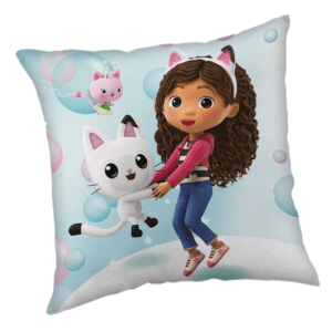 Poduszka dziecięca 40x40 Koci domek Gabi turkusowa kolorowa JF24