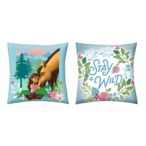 Poduszka dziecięca 40x40 Spirit Konie miętowa dwustronna Halantex