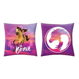 Poduszka dziecięca 40x40 Spirit Konie różowa dwustronna Halantex