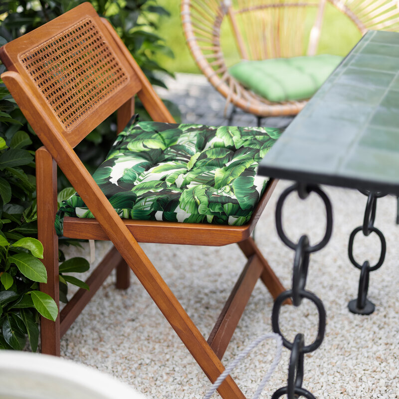 Poduszka siedzisko 40x40x5 Garden zielona liście wodoodporna Eurofirany - obrazek 3