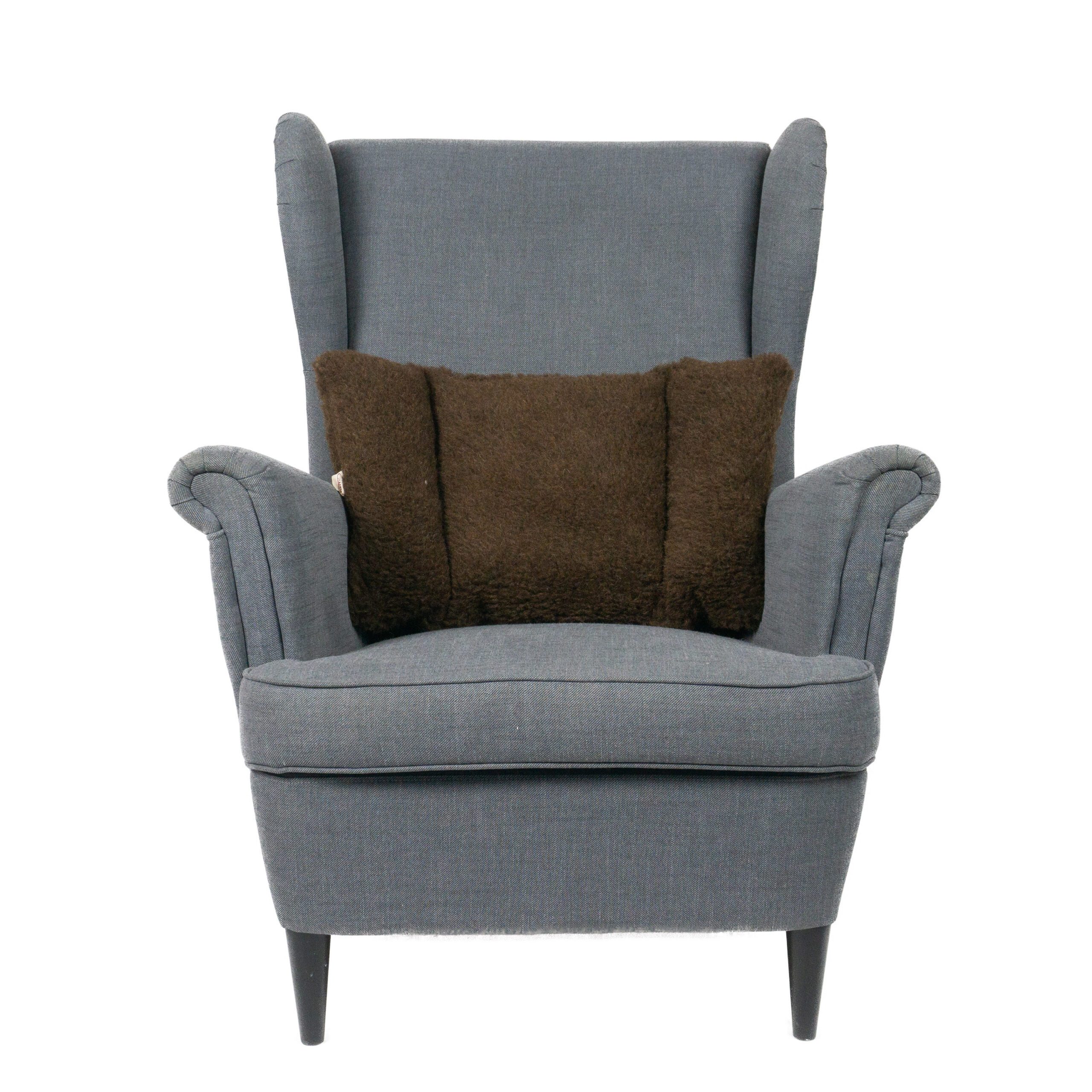 Poduszka oparcie na fotel wełniana merynos 65x40 Carla brązowa Wyroby rehabilitacyjne i rozgrzewające - obrazek 2