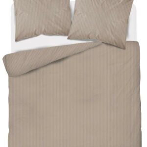 Pościel adamaszkowa 160x200 taupe beżowa ciemna jednobarwna paski 1 cm Pure