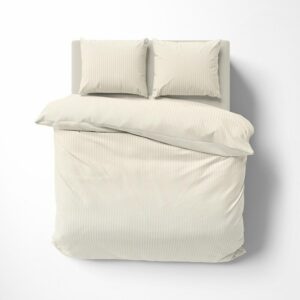 Pościel adamaszkowa 220x200 ekri jednobarwna paski 1 cm Pure