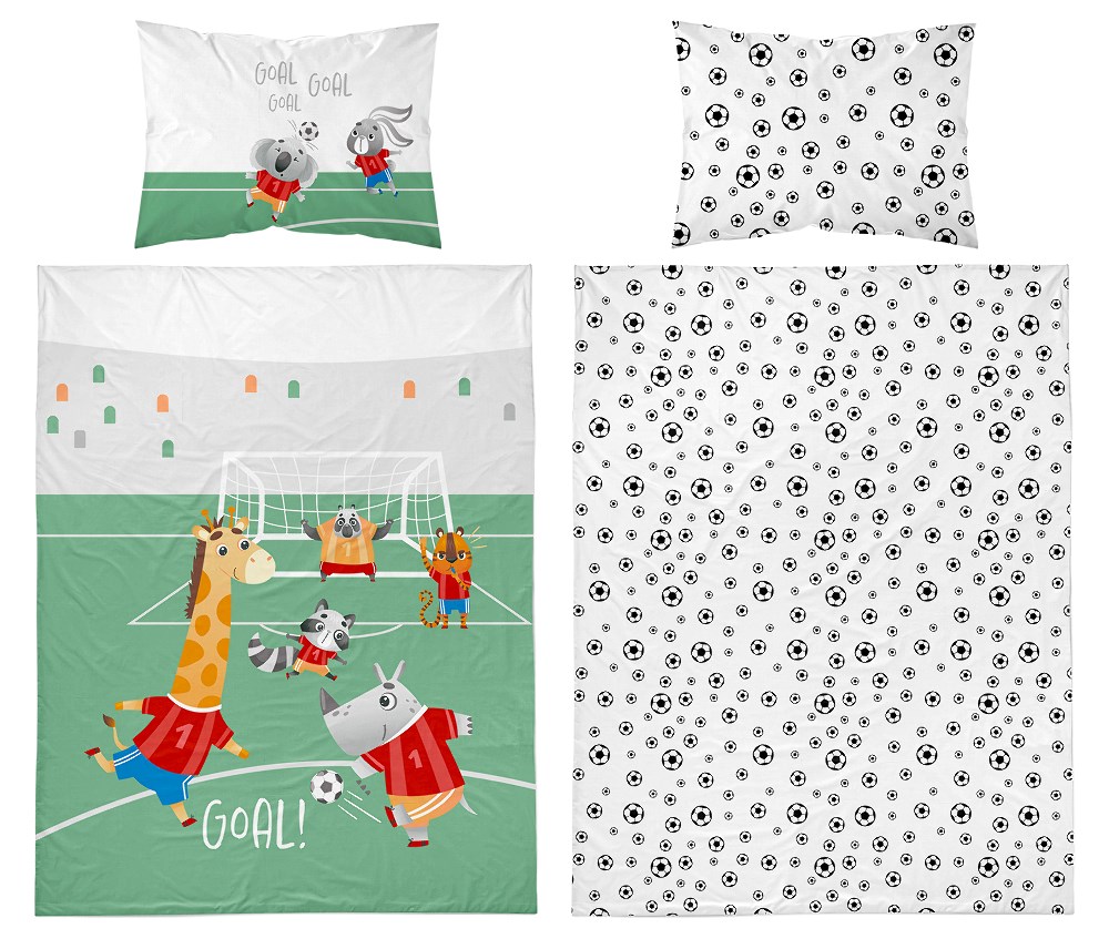 Pościel bawełniana 100x135 Zwierzęta piłka zielona Mayamoo 70 - obrazek 3
