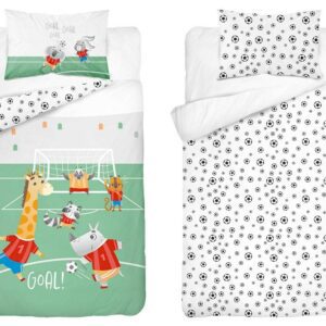 Pościel bawełniana 100x135 Zwierzęta piłka zielona Mayamoo 70