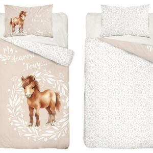 Pościel bawełniana 100x135 5137 A Konik beżowa kremowa dziecięca do łóżeczka jedna poszewka 40x60 Mayamoo 26