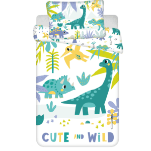 Pościel bawełniana 100x135 Dinozaury turkusowa poszewka 40x60 August