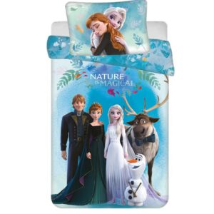 Pościel bawełniana 100x135 Frozen Kraina Lodu niebieska