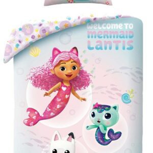 Pościel bawełniana 100x135 Koci domek Gabi Gabby`s Dollhouse miętowa poszewka 40x60 100% bawełna Halantex
