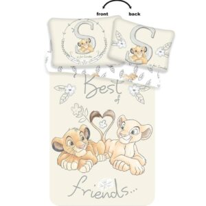 Pościel bawełniana 100x135 Król Lew Simba Nala przyjaciele Lion King best friends kwiatki dziecięca do łóżeczka