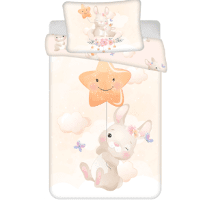 Pościel bawełniana 100x135 Króliczek Gwiazdka beżowa poszewka 40x60
