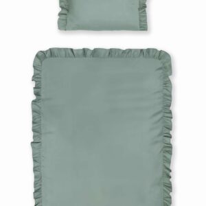 Pościel bawełniana 100x135 miętowa dziecięca jednobarwna z falbanką Mayamoo 35